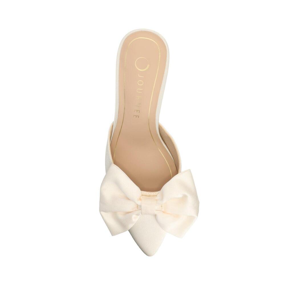 NWT Journee Collection - Ivory Tiarra Satin Bow Mule - 7.5